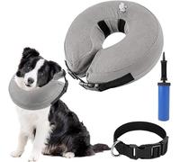 SlowTon Inflatable Dog Recovery Collars Cones, Soft Comfy Quick Release Donut Collar for After Surgery, Prevent Dogs from Touching Stitches Biting Licking Wound, Does Not Block Vision (Grey, S)