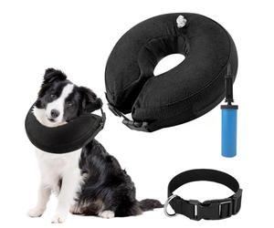 SlowTon Inflatable Dog Recovery Collars Cones, Soft Comfy Quick Release Donut Collar for After Surgery, Prevent Dogs from Touching Stitches Biting Licking Wound, Does Not Block Vision