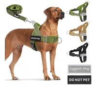 SlowTon No Pull Dog Harness with 5.7ft Lead - Adjustable Pet Harness with 2 Leash Clips, Reflective Vest with Easy Control Soft Padded Handle for Training and Walking Medium Large Dogs Green L