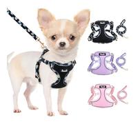 SlowTon No Pull Dog Harness with Leash - Adjustable Breathable Puppy Harness, Reflective Pet Harness for Small Medium Dogs Outdoor Walking Training Black XS