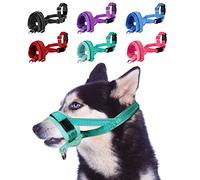 SlowTon Nylon Dog Muzzle, Adjustable Loop, Soft flannel Padding, Comfortable Breathable Secure Quick Fit Muzzles for Small Medium Large Dog, Prevent from Biting, Chewing and Barking