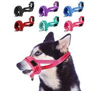 SlowTon Nylon Dog Muzzle, Adjustable Loop, Soft flannel Padding, Comfortable Breathable Secure Quick Fit Muzzles for Small Medium Large Dog, Prevent from Biting, Chewing and Barking