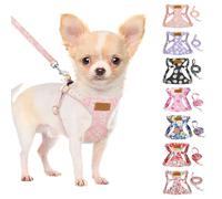 SlowTon Puppy Harness and Leash Sets - Adjustable Lightweight Harness for Small Dogs Kitten, No Pull Escape Proof Vest Harness for Outdoor Walking Running Training Small and Medium Sized Dog