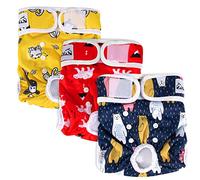 SlowTon Reusable Dog Nappies Female, 3 Pack No Leak Washable Dog Period Pants Super Absorbent Dog Heat Pants Comfortable Sanitary Dog Diapers Adjustable Buttons