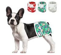 SlowTon Reusable Dog Nappies Female, 3 Pack No Leak Washable Dog Period Pants Super Absorbent Dog Heat Pants Comfortable Sanitary Dog Diapers Adjustable Buttons