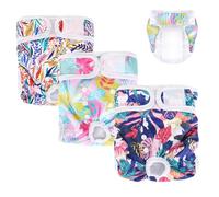 SlowTon Reusable Dog Nappies Female, 3 Pack No Leak Washable Dog Period Pants Super Absorbent Dog Heat Pants Comfortable Sanitary Dog Diapers Adjustable Buttons