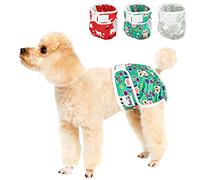 SlowTon Reusable Dog Nappies Female, 3 Pack No Leak Washable Dog Period Pants Super Absorbent Dog Heat Pants Comfortable Sanitary Dog Diapers Adjustable Buttons