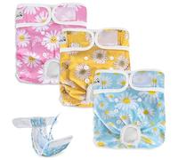 SlowTon Reusable Dog Nappies Female, 3 Pack No Leak Washable Dog Period Pants Super Absorbent Dog Heat Pants Comfortable Sanitary Dog Diapers Adjustable Buttons