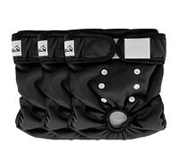 SlowTon Reusable Dog Nappies Female, 3 Pack No Leak Washable Period Pants Super Absorbent Heat Comfortable Sanitary Diapers with Adjustable Buttons for Small Medium Large Dogs, Black