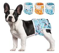 SlowTon Reusable Dog Nappies Female, 3 Pack No Leak Washable Period Pants, Super Absorbent Heat Pants Comfortable Sanitary Puppy Diapers with Adjustable Buttons