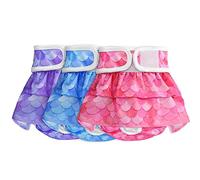 SlowTon Washable Dog Diapers, 3 Pack No Leak Comfortable Doggie Diaper Dress Skirt with Adjustable Snap Buttons for Girl, Reusable Female Dog Diapers Panties for Heat Period Excitable Urination