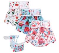 SlowTon Washable Dog Diapers, 3 Pack No Leak Comfortable Doggie Diaper Dress Skirt with Adjustable Snap Buttons for Girl, Reusable Female Dog Diapers Panties for Heat Period Excitable Urination