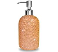 SlowVibes 18Oz Bling Gold Soap Dispenser with Rust Proof Stainless Steel Pump,Refillable Liquid Hand Wash Bottle for Bathroom Kitchen,Sparkle Decorative Shower Dispenser,Rhinestone Lotion Dispenser