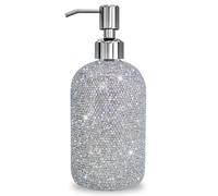 SlowVibes 18Oz Bling Soap Dispenser with Rust Proof Stainless Steel Pump,Refillable Liquid Hand Wash Bottle for Bathroom Kitchen,Sparkle Decorative Shower Dispenser,Diamante Lotion Dispenser