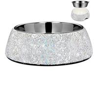 SlowVibes Bling Stainless Steel Dog Bowls,18oz Detachable Rhinestone Metal Food Water Bowl for Feeding Dogs Cats,Rust Resistant Non-Slip Puppy Dish,Sparkle Essentials for Small Medium Large Girl Pets