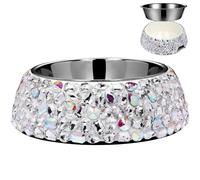 SlowVibes Diamond Stainless Steel Dog Bowls,Bling 7oz Detachable Metal Food Water Bowl for Feeding Dogs Cats,Rust Resistant Non-Slip Puppy Dish,Sparkle Essentials for Small Medium Large Girl Pets