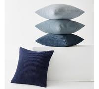 Slozzi Set of 4 Corduroy Cushion Covers, Sofa Cushion Covers, Decorative Cushion Cover, Couch Cushion, Soft, for Sofa, Bedroom, Living Room, Office, 40 x 40 cm, Dark Blue Series