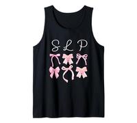 SLP Coquette Bow Speech Therapist Language Pathologist Red Tank Top