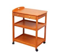 SLRMKK Shelf trolley wooden trolley 2-tier Shelf trolley Household trolley with drawers Kitchen cart Hotel trolleys Can move (Color : A)