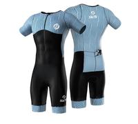 SLS3 Mens Triathlon Suit - Tri Suit Mens Short Sleeve - Breathable, Quick Drying Trisuit with 2 Pockets, Custom Padding for Cycling, Swimming & Running, Aero Design