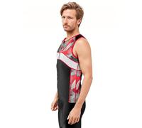 SLS3 Triathlon Men`s FX Tri Top | 3 Pockets | Full Zipper | Jersey | Singlet | Tank | Shirt | Designed by Athletes (Black/Red Geo, Large)