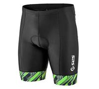 SLS3 Triathlon Men`s Tri Shorts | 8 inch Triathlon Short | 4 Pockets | Black | FRT | Swim-Bike-Run | German Designed (Black/Green Icon, L)