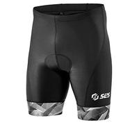 SLS3 Triathlon Shorts Mens - Padded Tri Shorts Mens Triathlon Shorts - 2 Pocket FX Triathalon Shorts, Medium Compression (Black/Gray Geo, Small)