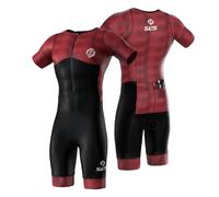 SLS3 Triathlon Suit Men Short Sleeve Breathable Quick Dry Suit with 2 Pockets Custom Padding for Cycling Swimming Running Aero Design Flash, XL