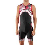 SLS3 Triathlon Suit Mens - Premium Pro Trisuit for Men - Lightweight Quick-Dry Sleeveless Tri Suit with Large Back Pocket for Swim Bike Run (Red Edge, Small)