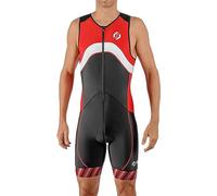 SLS3 Triathlon Suit Mens - Premium Pro Trisuit for Men - Lightweight Quick-Dry Sleeveless Tri Suit with Large Back Pocket for Swim Bike Run (Red Wave, X-Large)