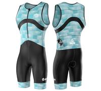 SLS3 Triathlon Suit Mens - Premium Pro Trisuit for Men - Lightweight Quick-Dry Sleeveless Tri Suit with Large Back Pocket for Swim Bike Run (Blue Fractal, Large)