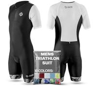 SLS3 Triathlon Suits Mens - Aerodynamic Sleeved Tri Suit Men - Lightweight Trisuit with Premium FX Fabrics - 2 Pockets (Monochrome, X-Large)