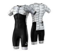 SLS3 Triathlon Suits Mens - Aerodynamic Sleeved Tri Suit Men - Lightweight Trisuit with Premium FX Fabrics - 2 Pockets (Blur, Large)