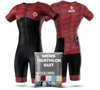SLS3 Triathlon Suits Mens - Aerodynamic Sleeved Tri Suit Men - Lightweight Trisuit with Premium FX Fabrics - 2 Pockets (Flash, Large)