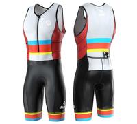 SLS3 Triathlon Suits Mens - Durable FRT Tri Suit Men Triathlon - Sleeveless Trisuit Triathlon Men - Lightweight Mens Triathlon Suit, 2 Pockets (Racing Stripes, Medium)