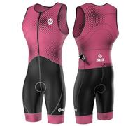 SLS3 Triathlon Suits Mens - Premium FX Tri Suit Men Triathlon - Sleeveless Trisuit Triathlon Men - Quick Drying Mens Triathlon Suit - Men’s Tri Kit, Padded Skinsuit (Coral Pink Gradient, Large)