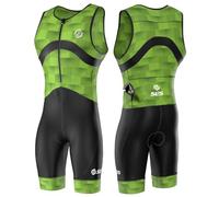 SLS3 Triathlon Suits Mens - Premium FX Tri Suit Men Triathlon - Sleeveless Trisuit Triathlon Men - Quick Drying Mens Triathlon Suit - Men’s Tri Kit (Green Gradient, X-Large)
