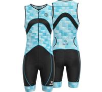 SLS3 Triathlon Suits Mens - Premium Trisuit Triathlon Men - Sleeveless, Quick Drying Tri Kit with Large Back Pocket (Blue Fractal, Large)