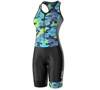SLS3 Triathlon Suits Women - Premium Pro Womens Tri Suit Sleeveless - Breathable Quick-Dry Trisuit with Slim Athletic Fit, No Shelf Bra, Anti-Friction Seams (Black/Tropical Camo, S)