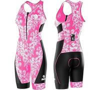 SLS3 Triathlon Suits Women - Premium Pro Womens Tri Suit Sleeveless - Breathable Quick-Dry Trisuit with Slim Athletic Fit, No Shelf Bra, Anti-Friction Seams (Pink Azalea Floral, L)
