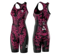 SLS3 Triathlon Suits Women - Premium SFX Material & Fit Trisuit Women - One Piece Female Tri Suit - Padded Womens Triathlon Suit (Hot Pink Outline, Small)