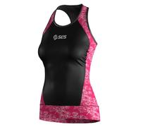 SLS3 Triathlon Top Women - Premium Pro Womens Tri Top, Breathable & Quick Dry - Sleeveless Triathlon Jersey with Slim Athletic Fit, No Shelf Bra (Pink Azalea Floral, S)