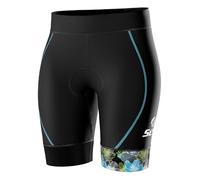 SLS3 Womens Triathlon FX Tri Bike Shorts | 6 inch Short Print | Super Comfy with Soft Chamois | German Designed (Black/Ocean Blooms, Large)