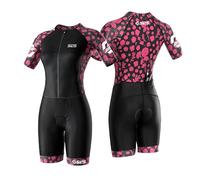 SLS3 Womens Triathlon Suit - Elite Aero Sleeved Trisuit Women, Tri Suit, Quick-Dry, Italian Chamois, Ready for Any Distance (Wild Pink, Medium)