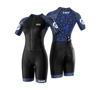 SLS3 Womens Triathlon Suit - Elite Aero Sleeved Trisuit Women, Tri Suit, Quick-Dry, Italian Chamois, Ready for Any Distance (Storm Blue, Small)