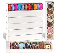 SLShePack 50 Pack 12x2.2x2 Inch Chocolate Covered Strawberry Boxes with Clear Window Packing for Macaron, Truffle, Cookie & Bakery Boxes