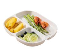 SLSKO Divided Platter Deep,Ceramic Dinner Plate with 3 Compartments Partition of Food to Balanced Meal, Divided Platter for Veggies/Fruits/Pastas Adults Slimming Tray, 1 Pieces(Blue)(White)