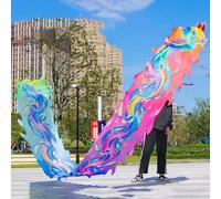 SLSKO Dragon Dance Fitness Ribbon Dragon Dance Ribbon With Dragon Head Silk-Like Multicolor Multiple(Colorful,10M)