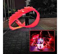 SLSKO Dragon Dance Fitness Ribbon Dragon Poi Fitness Dance Prop Set With LED Lights Dragon Head Multicolor 6-10 M(Red,8 M (26 Ft))(Red,8 M (26 Ft))