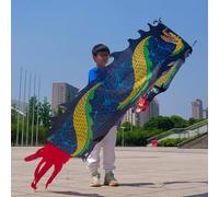 SLSKO Dragon Dance Fitness Ribbon Dragon Poi Streamer Ribbon for Kids Multicolor Multiple Sizes Pack of 1(Black,2M)